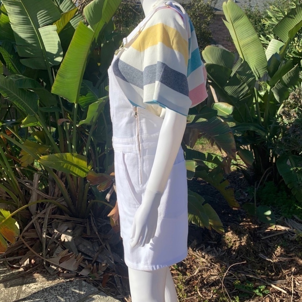 💋NWT FRAME Palazzo Denim Short Zip White Overalls - Picture 9 of 15